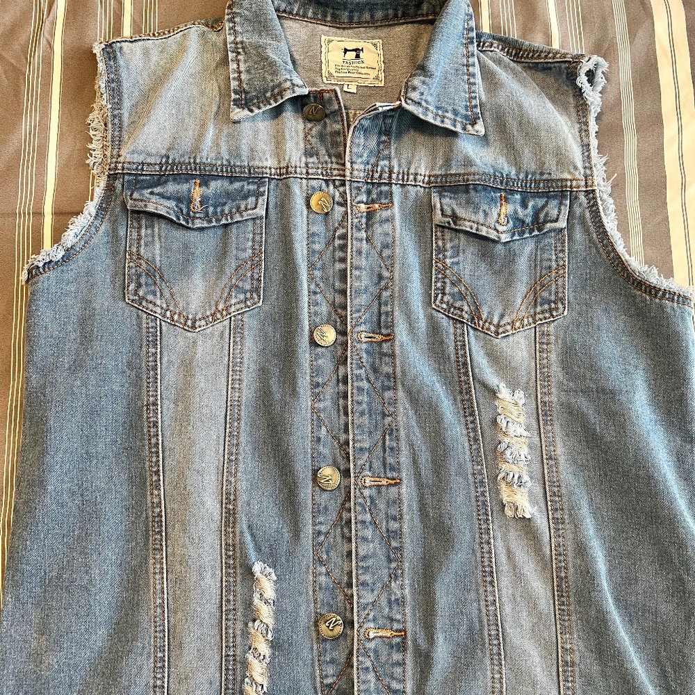 Distressed Jean Vest